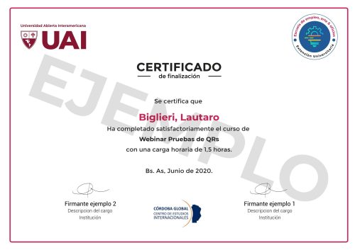 Modelo Certificado Universitario Córdoba Global - UAI
